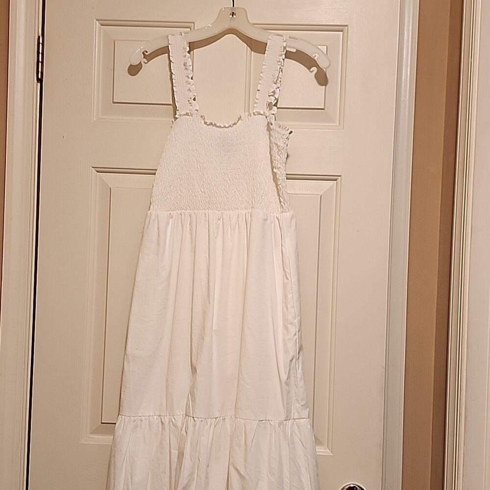 MSK White Maxi Dress with Smocked Bodice